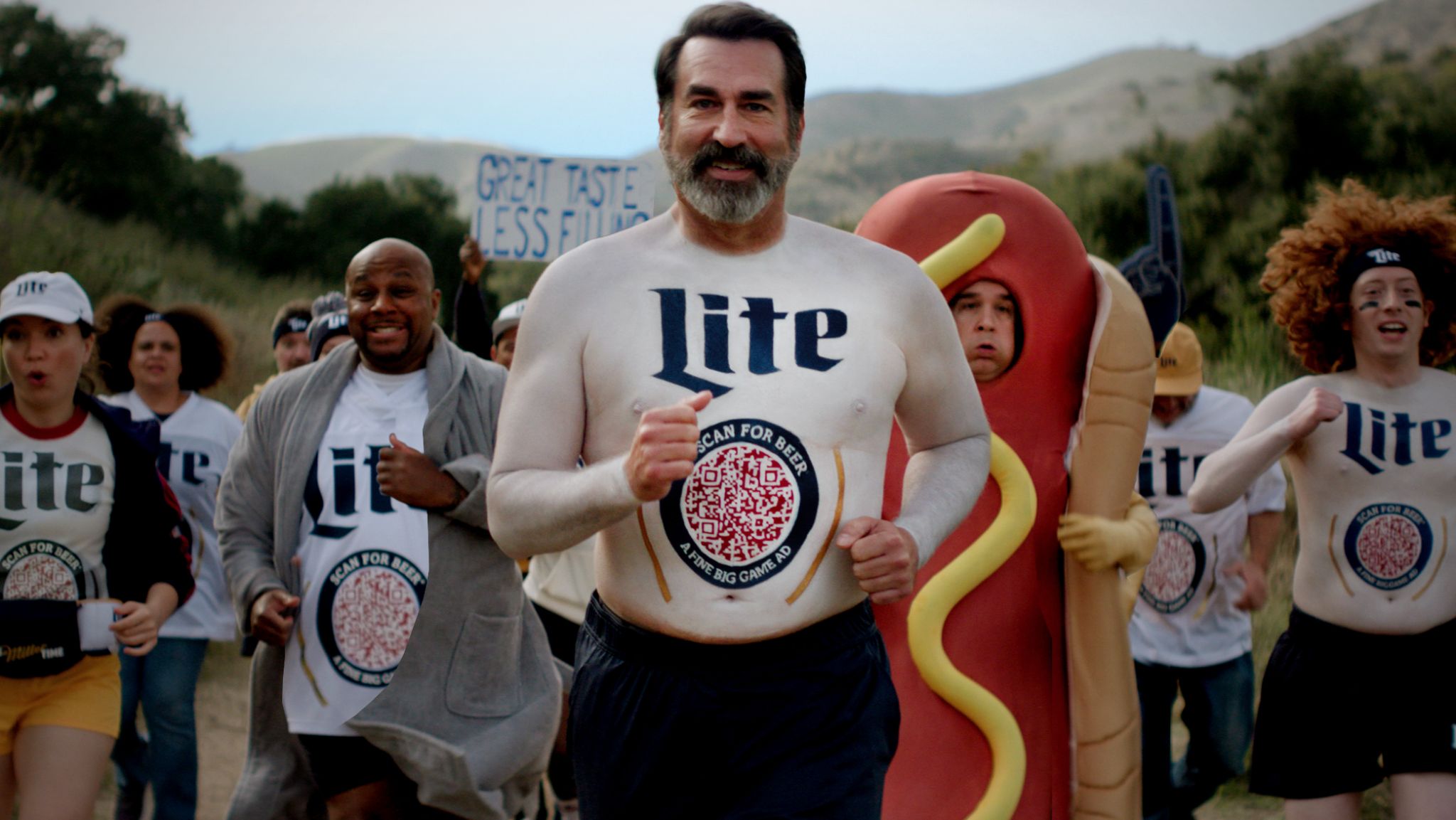 Miller Lite QR code on a T-Shirt for Super Bowl Commercial break