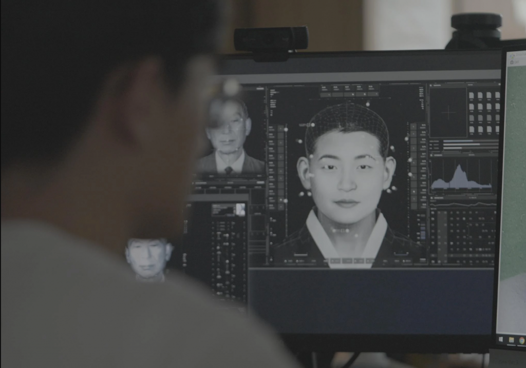 A korean guy editing photo with AI